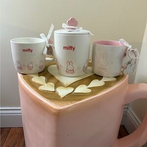 Set of Miffy Spring Ceramic Lidded Canister & Set of 2 Mugs